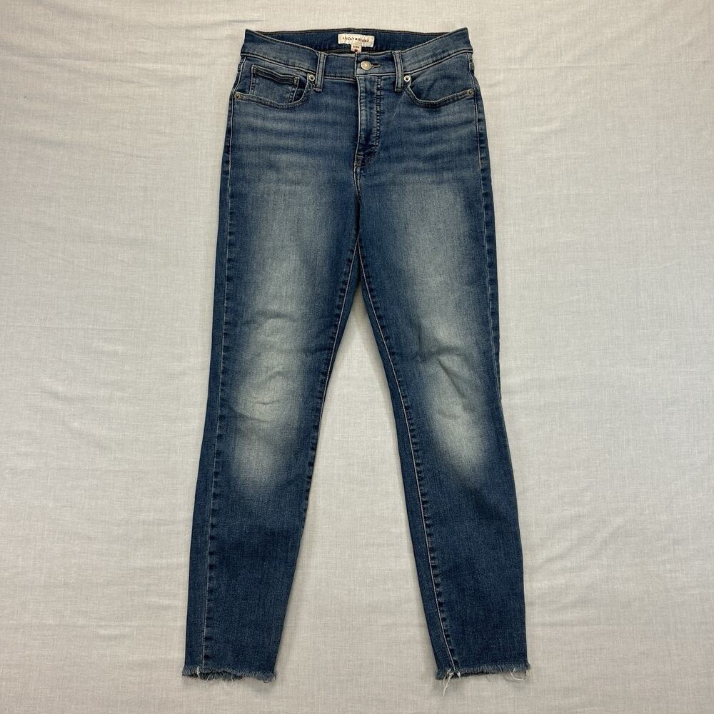 Lucky Brand Bridgette High Rise Skinny Jeans Womens 6/28 Blue Denim Raw Hem